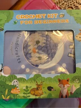 Crochet Kit for Beginners - Plush Penguin (Blue & White)